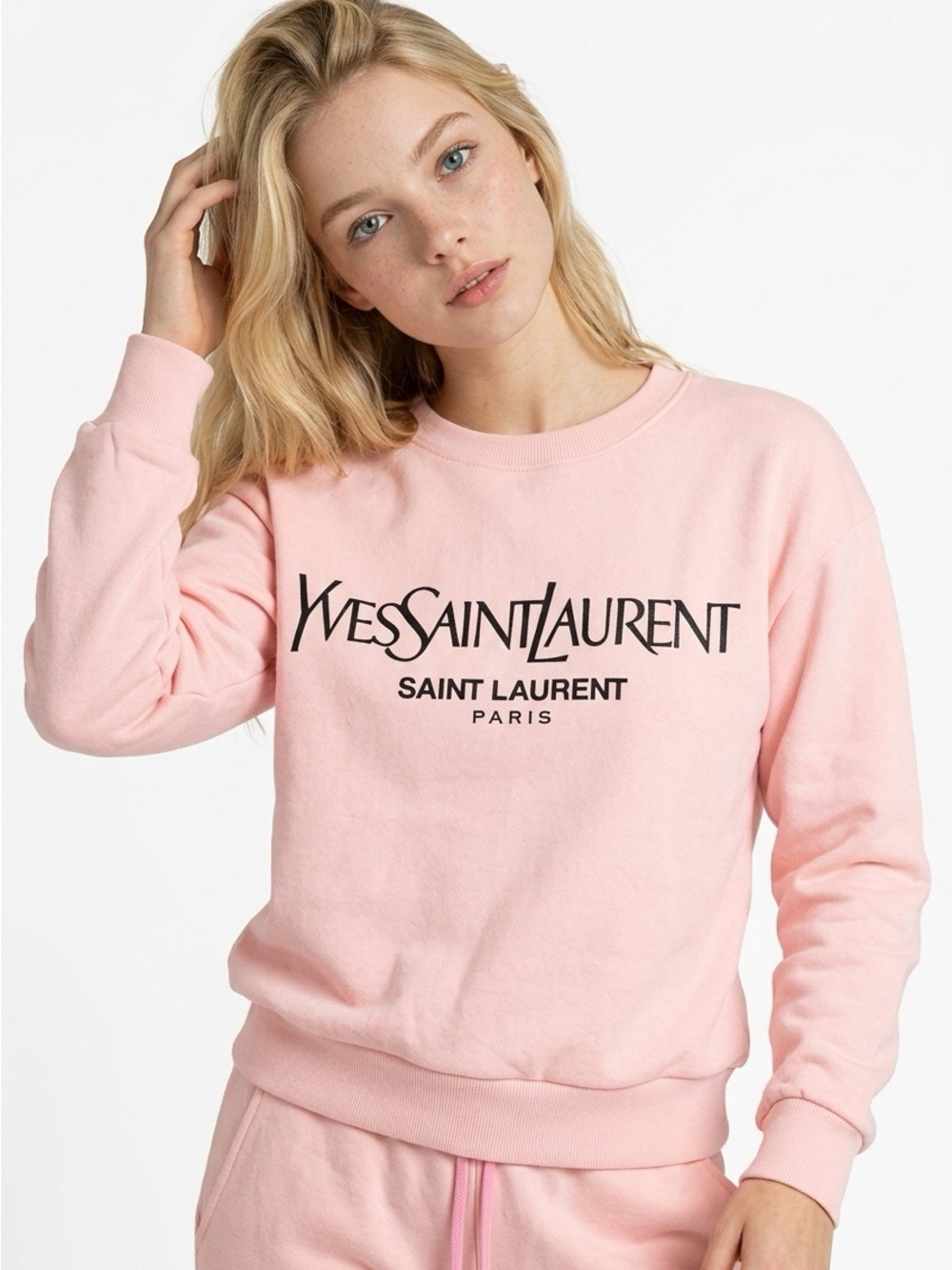 Pink Logo Cropped Sweatshirt - Women's Crewneck